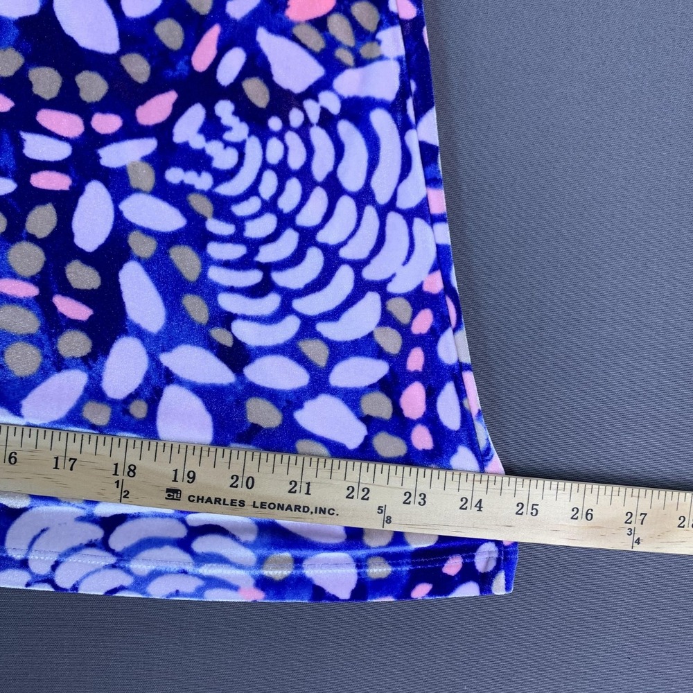 Lilly Pulitzer Velour Shift Dress Womens XXS Blue Geometric V-Neck Long Sleeve - Picture 12 of 14